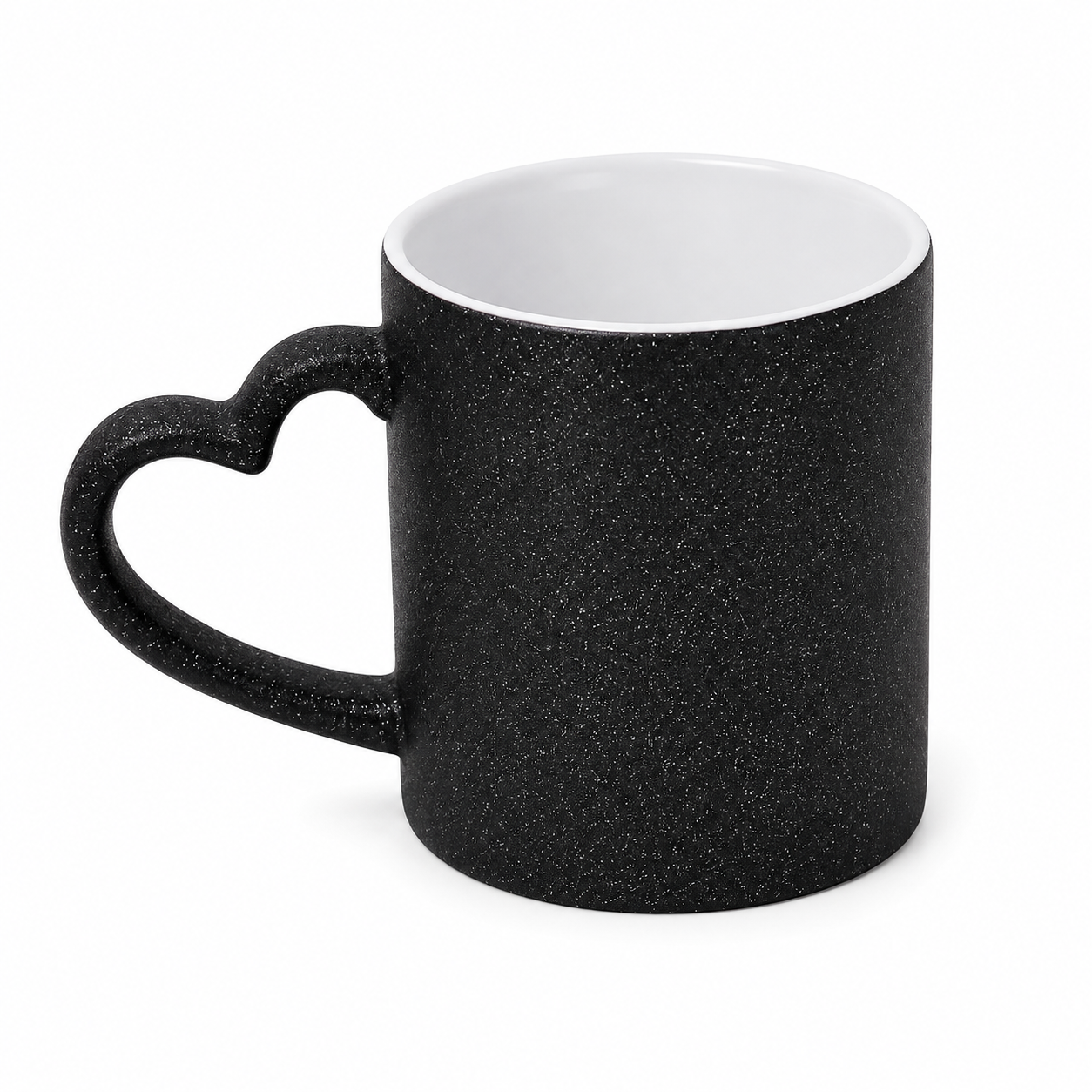 11 OZ Glitter Heart Handle Magic Mug