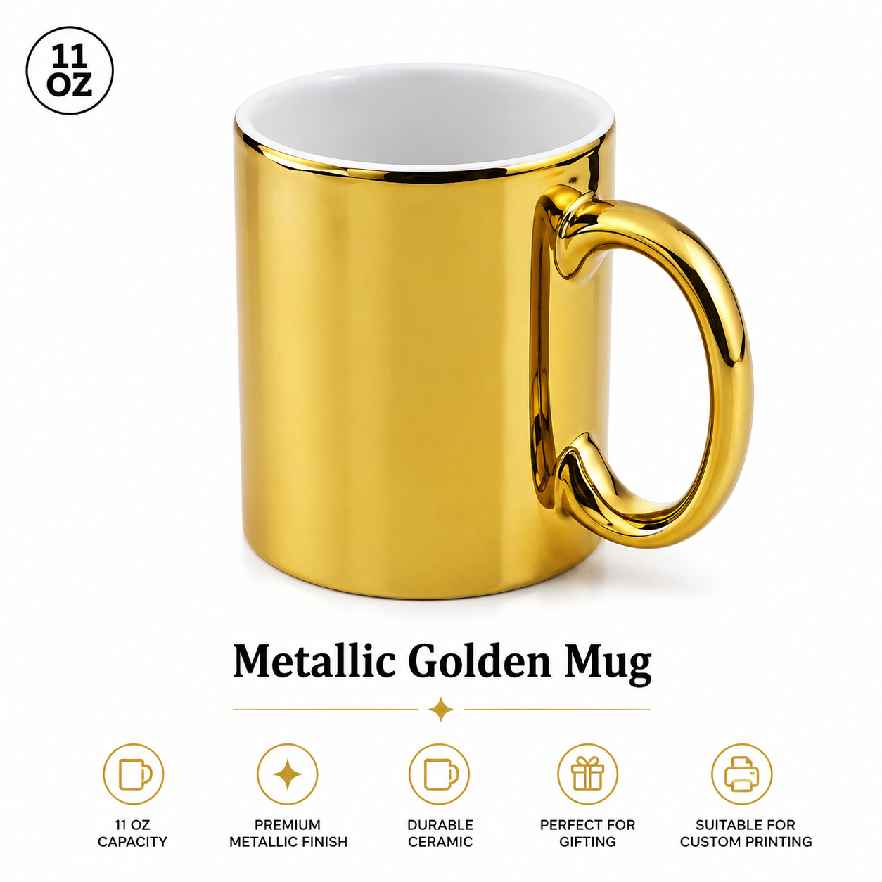 11 OZ Metallic Golden Mug
