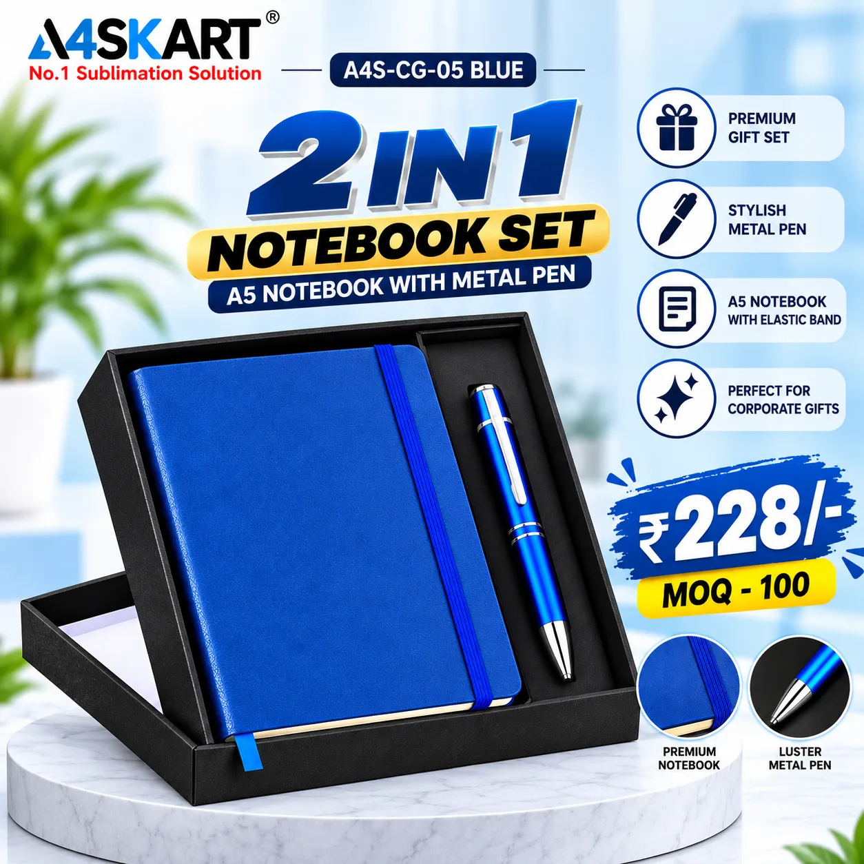 2 in 1 notebook set A5 notebook with metal pen