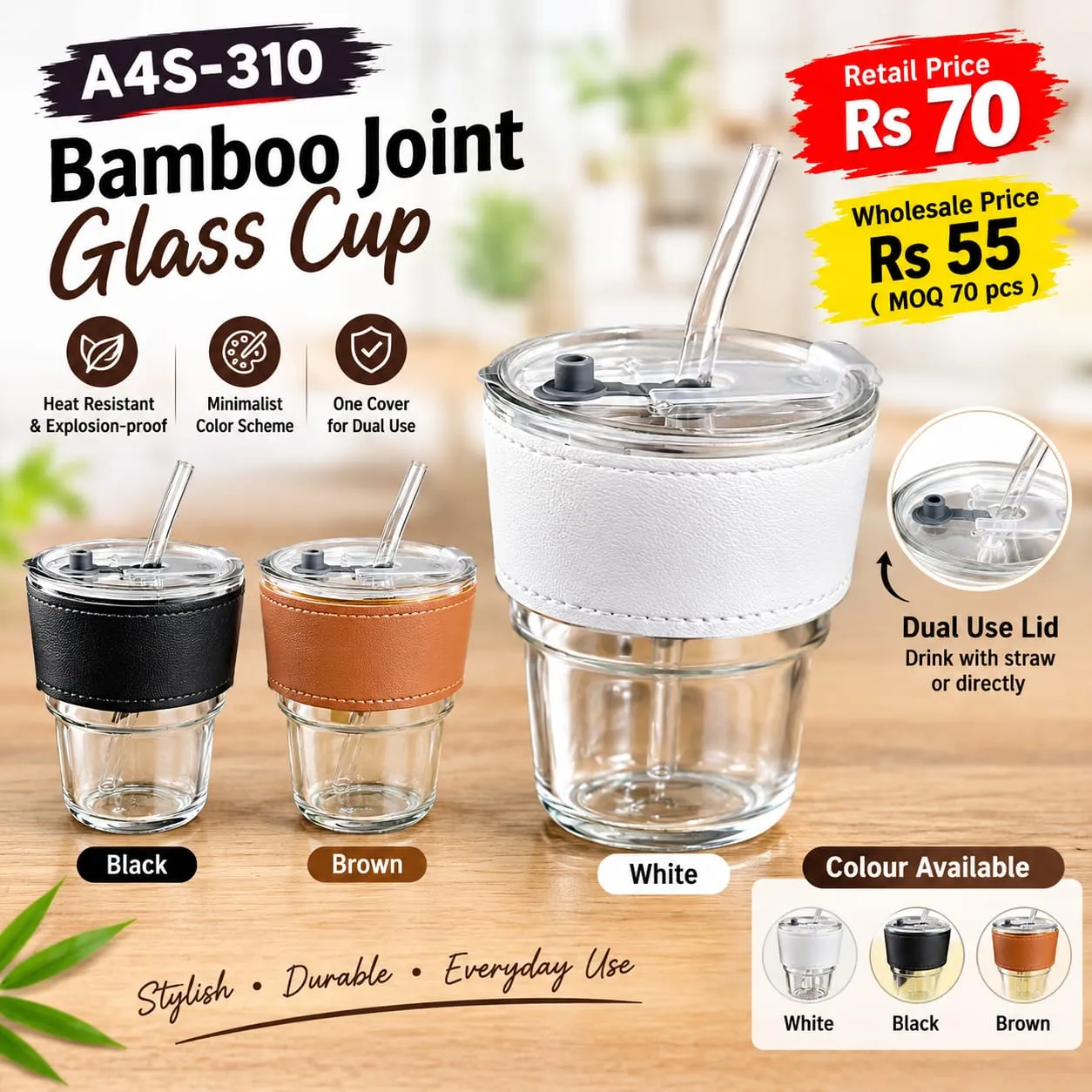 Bamboo Joint Glass Cup