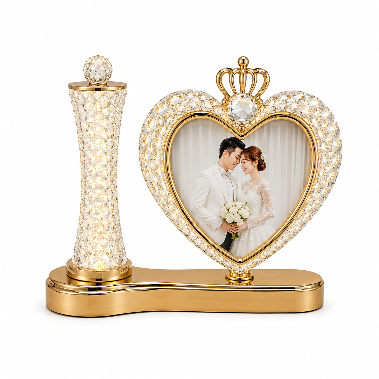 Crystal Heart Multi Light Photo Frame