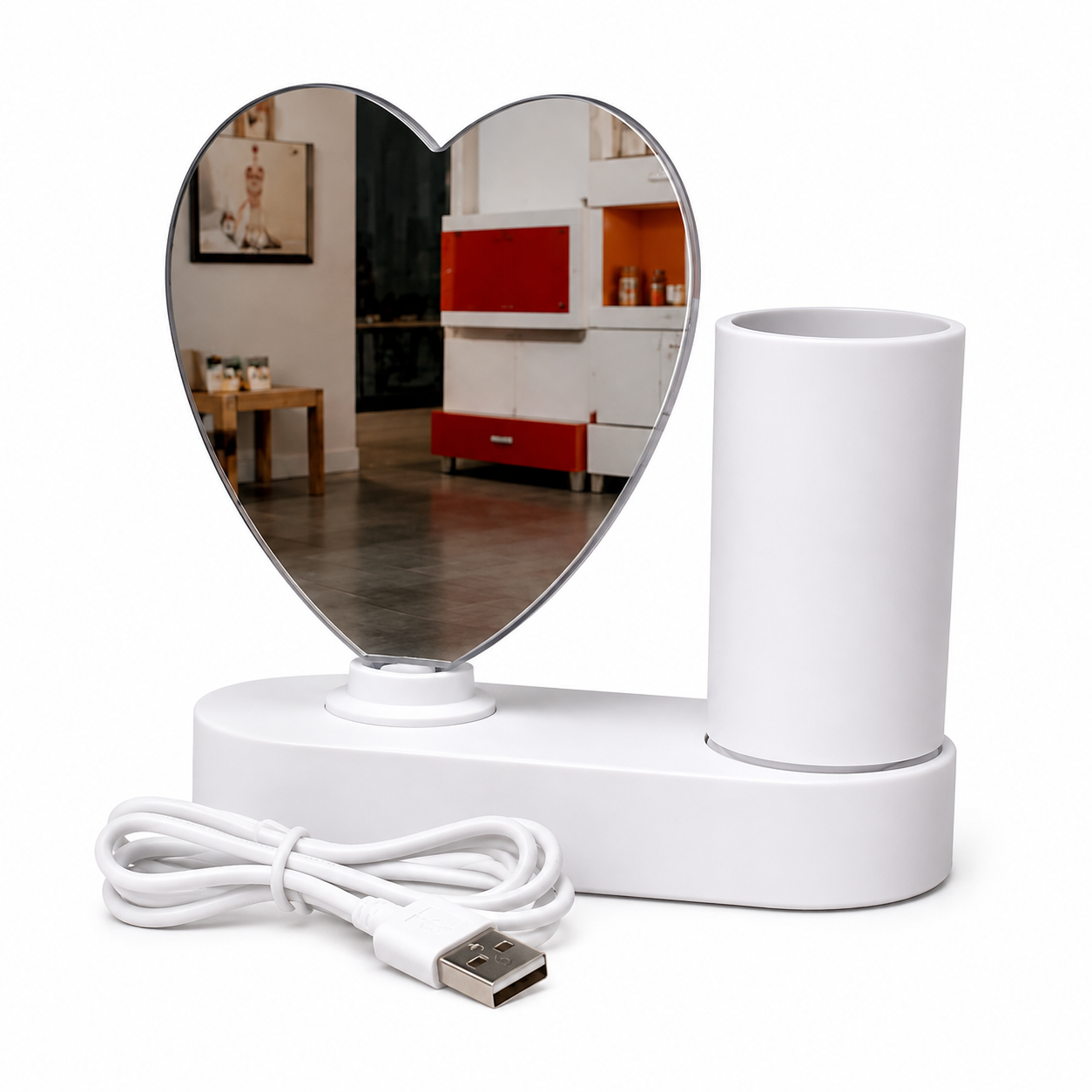 Heart Shape Magic Mirror Pen Holder