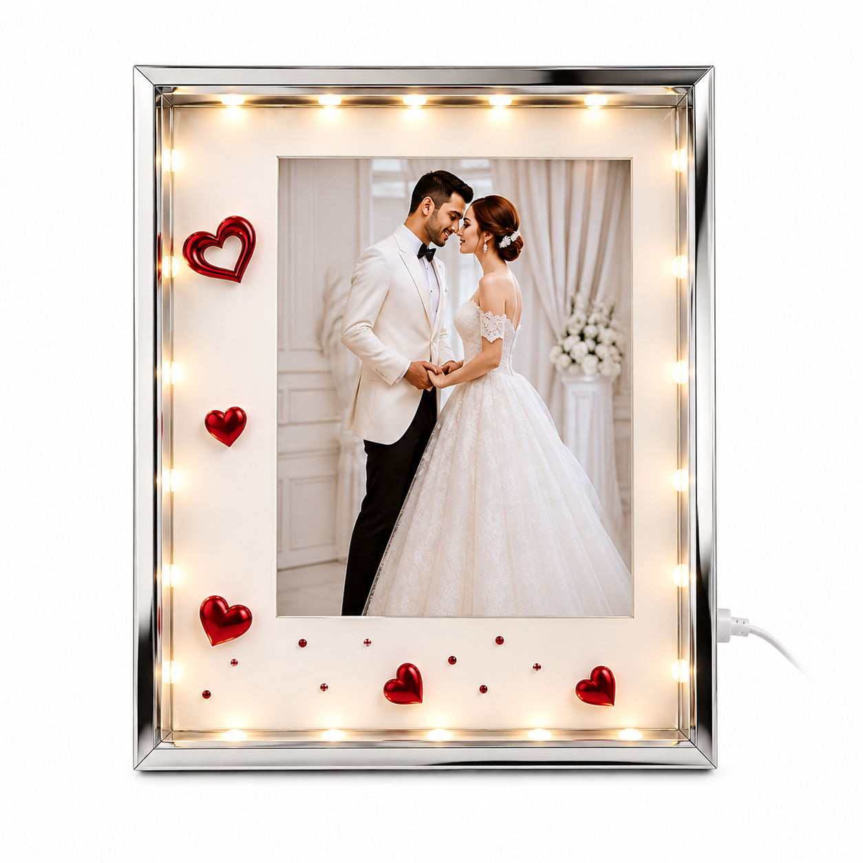 Imported LED Photo Frame chrome finish (Size: 8 × 10 Inches)