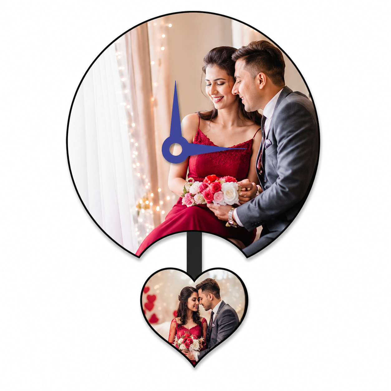 Personalized Hanging Heart Photo Wall Clock (Model: AKMW20)