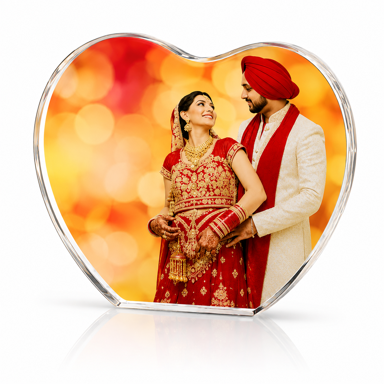 Personalized Heart Crystal Glass Photo Frame (Model: BL39)
