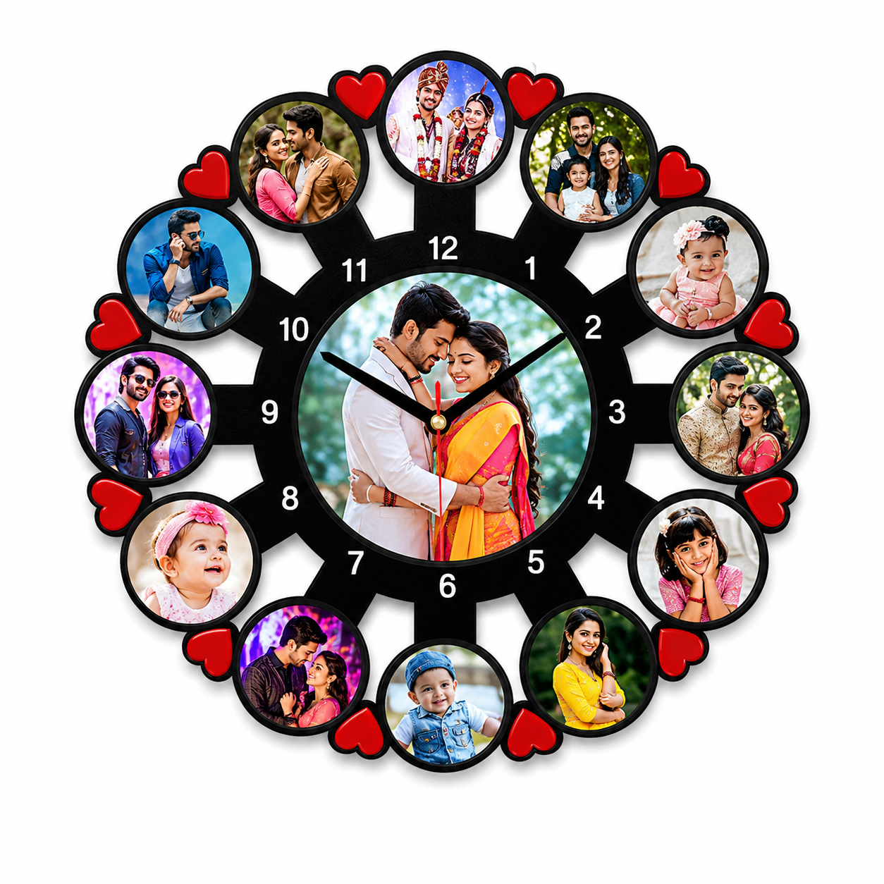 Personalized Multi Photo Wall Clock (Model: AKW017)