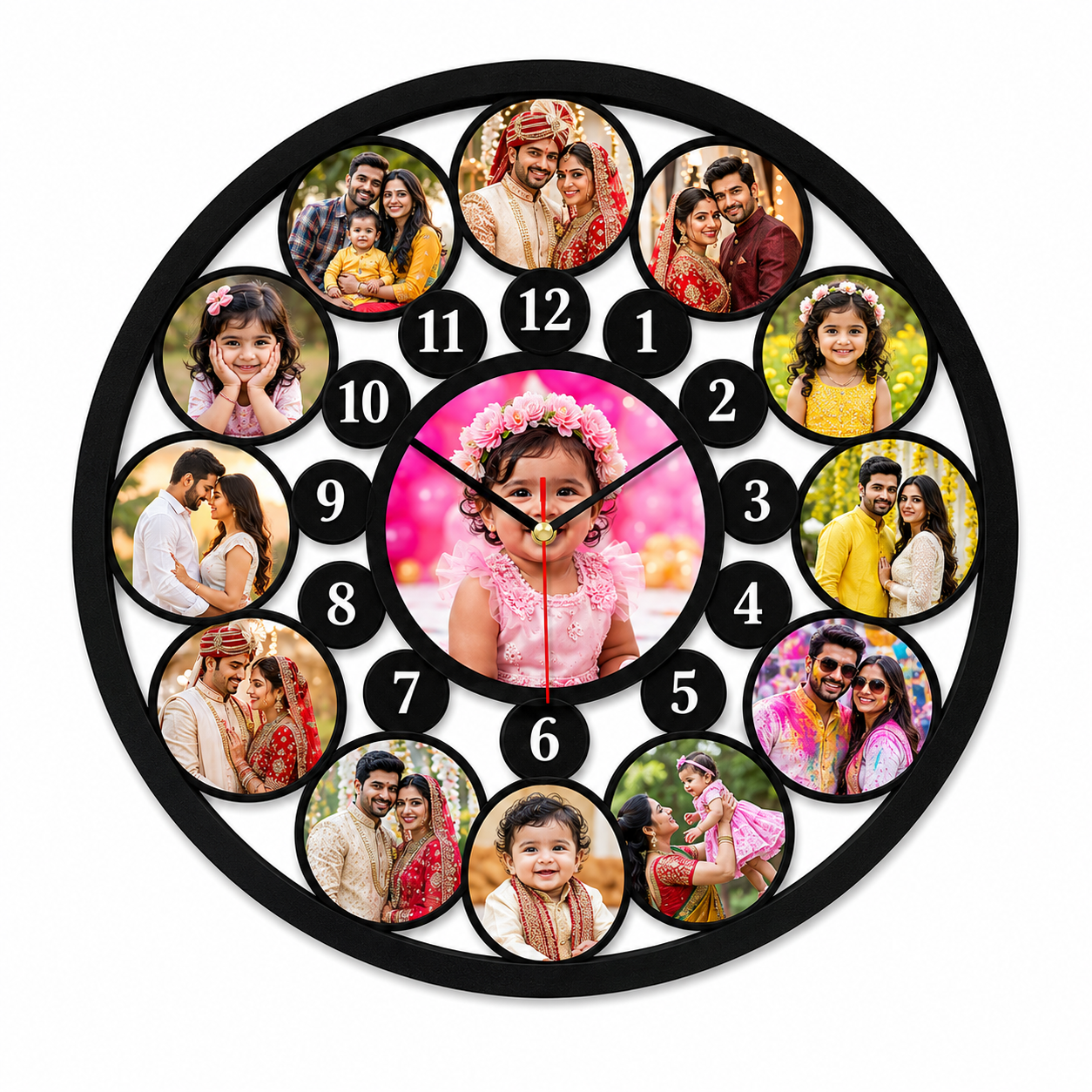 Personalized Multi Photo Wall Clock (Model: AKW019)