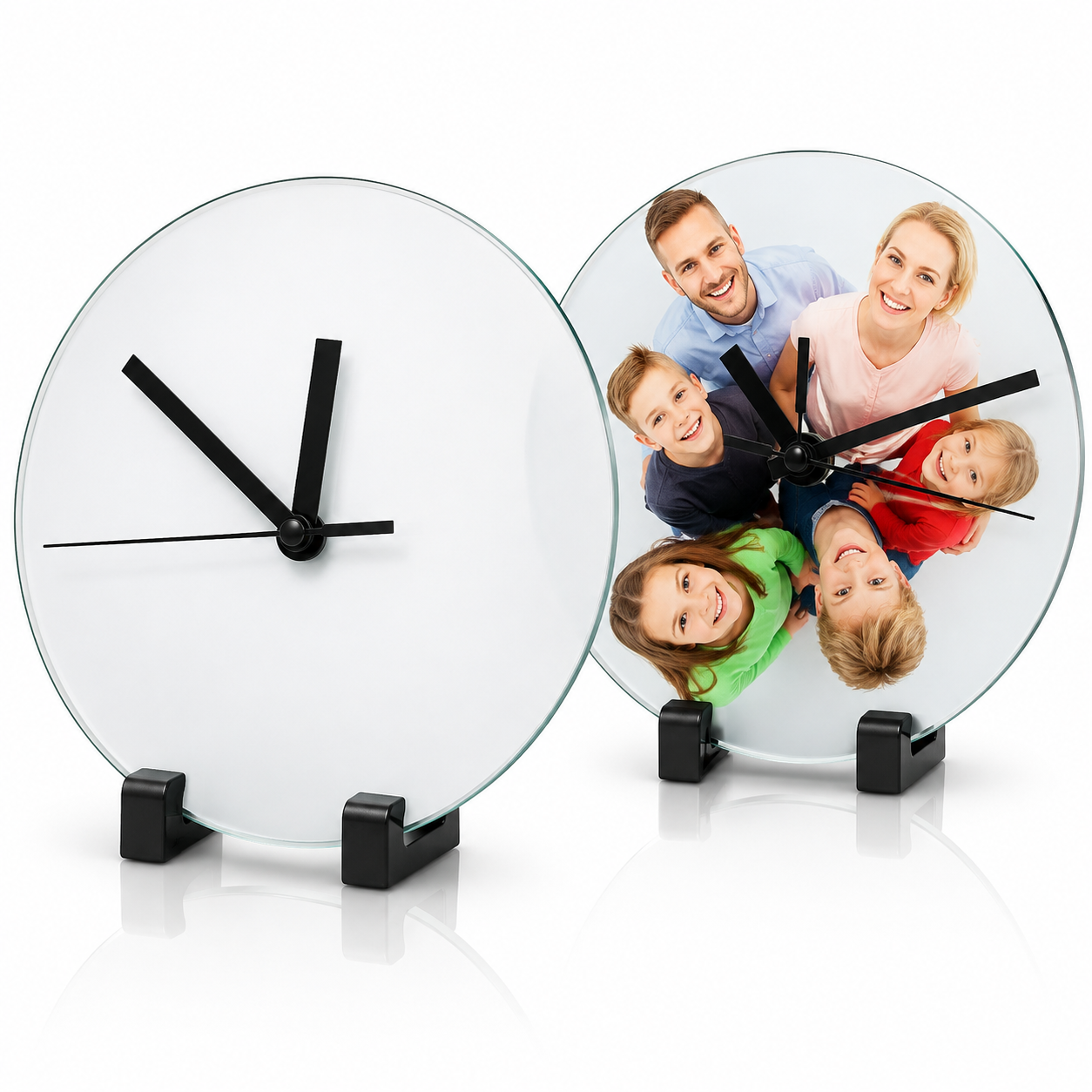 Personalized Round Crystal Glass Photo Clock (Model: BL27)