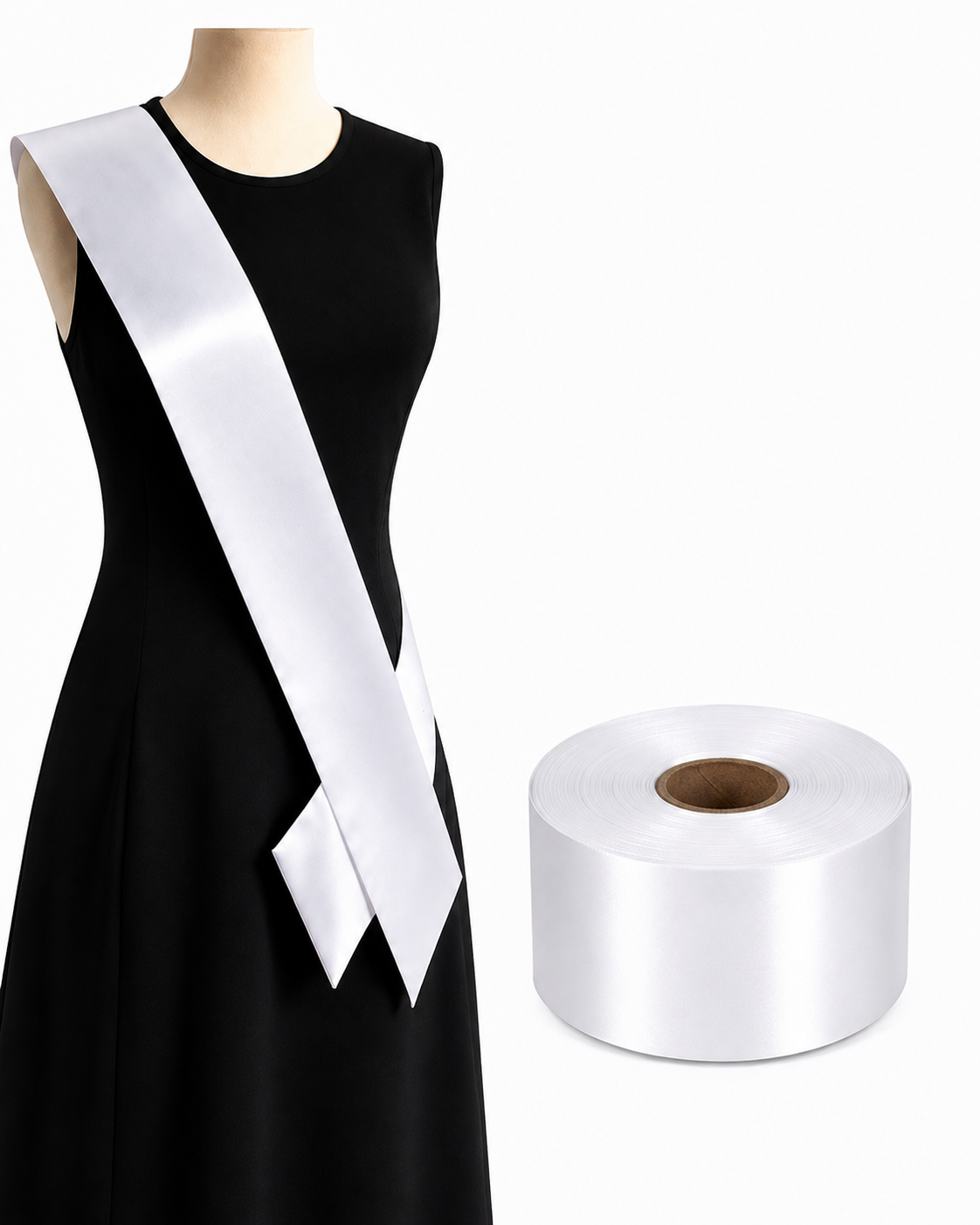 Sublimation Satin Sash Ribbon Roll ( White )