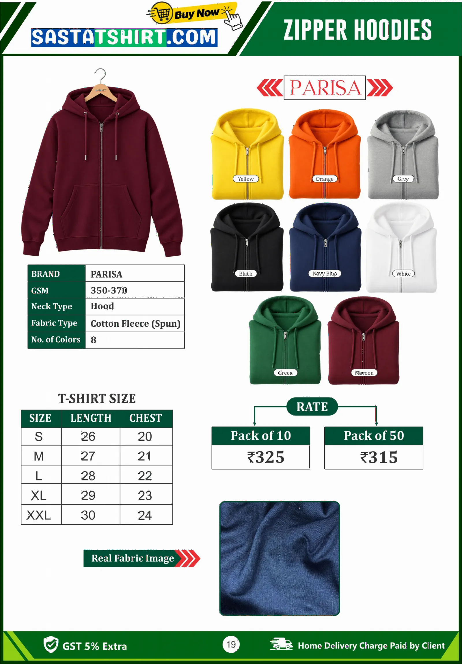Zipper Hoodie (350 & 370 GSM)